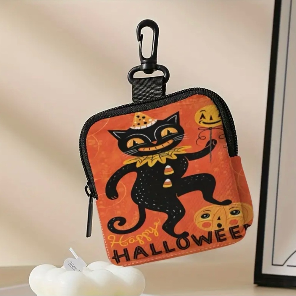 New Johanna Parker Inspired Vintage Halloween Style Black Cat Clip On Mini Bag